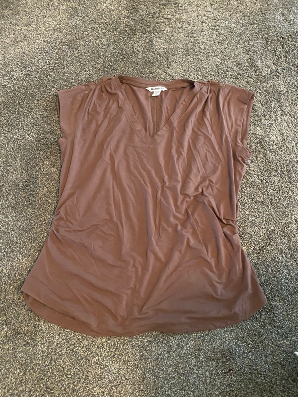 Athleta Brown V-Neck Cap Sleeve Tank Top